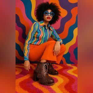 New Irregular Choice Carnaby Bond Red SKY HIGH Platform Brogue Boot Size 6